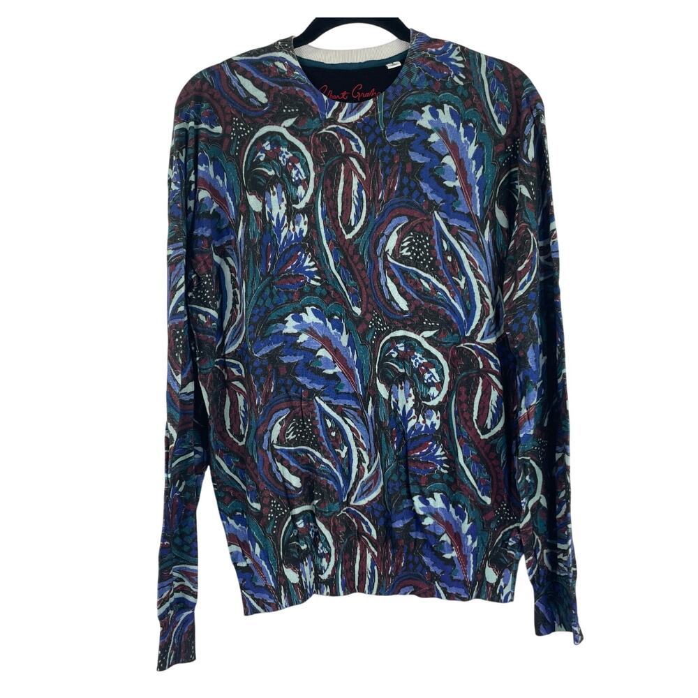 Robert Graham Classic Fit Colorful Crew Neck Sweater Men's Large Cotton Linen